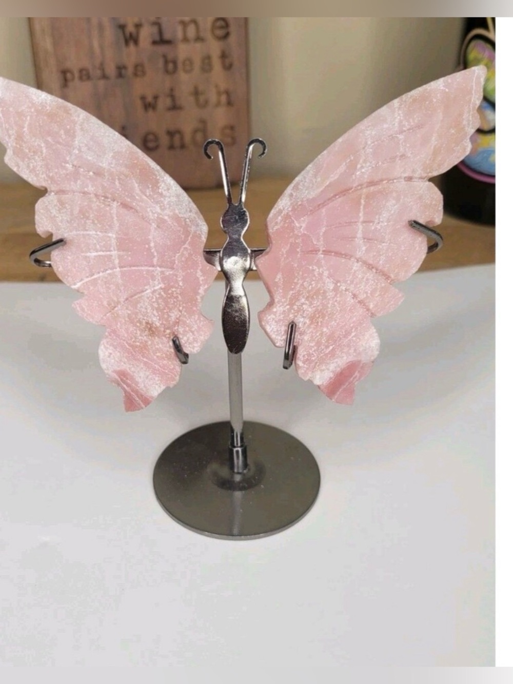 Pink Opal Butterfly with Stand Holder